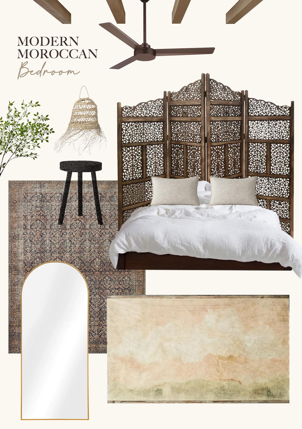 modern moroccan bedroom mood board