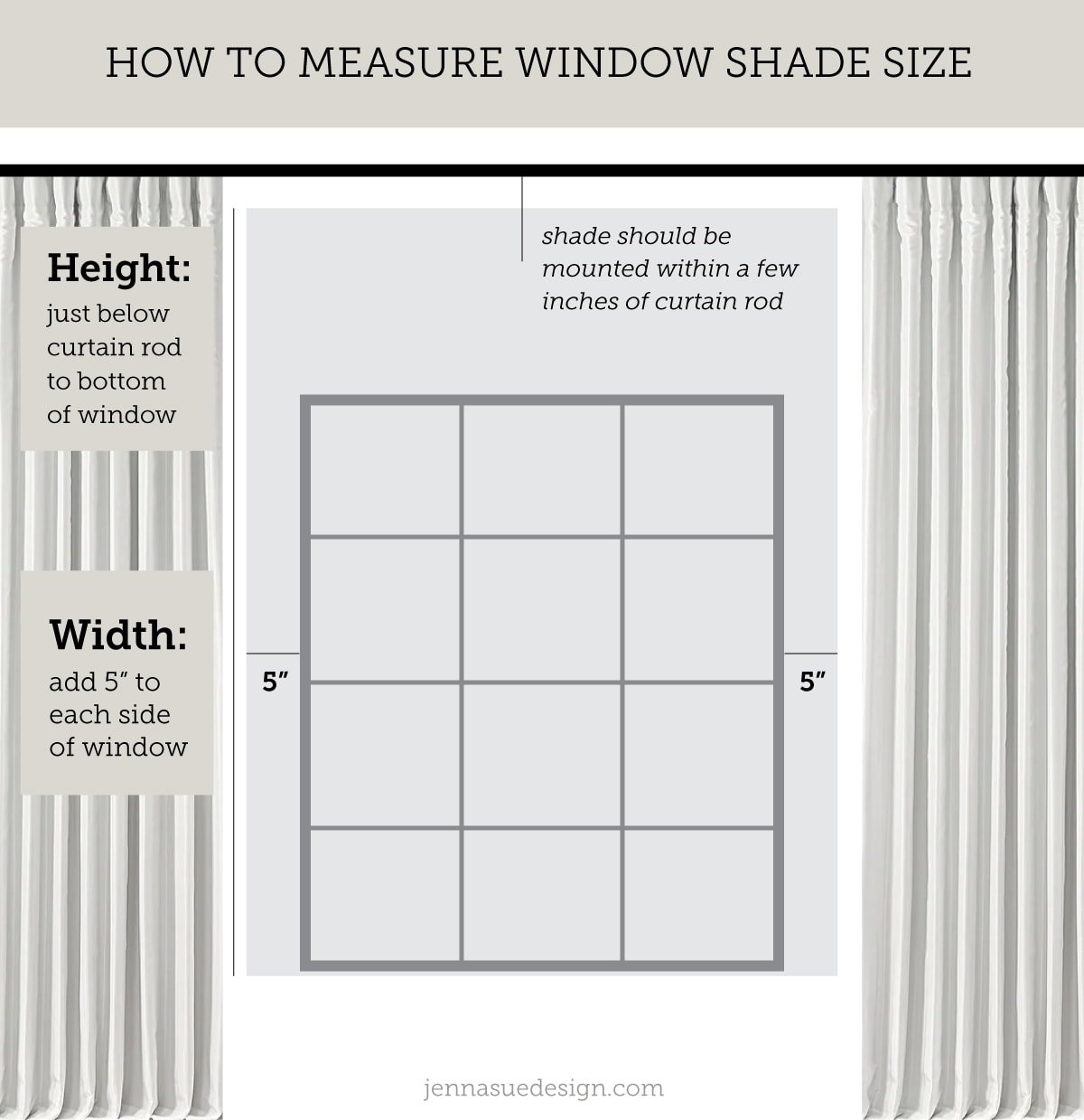 how to measure for outside mount window shades diagram