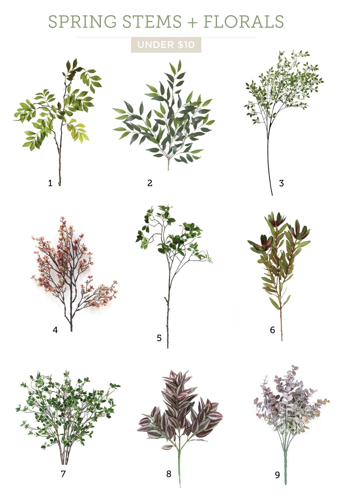 best artificial spring stems and florals under $10