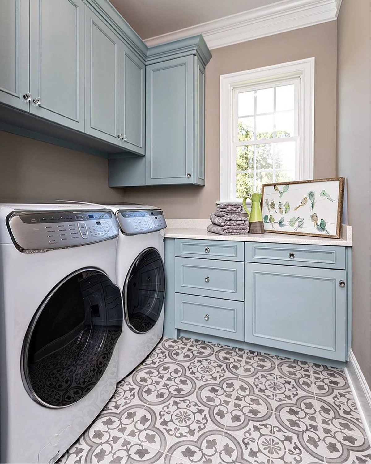 sherwin williams amazing gray in a laundry room