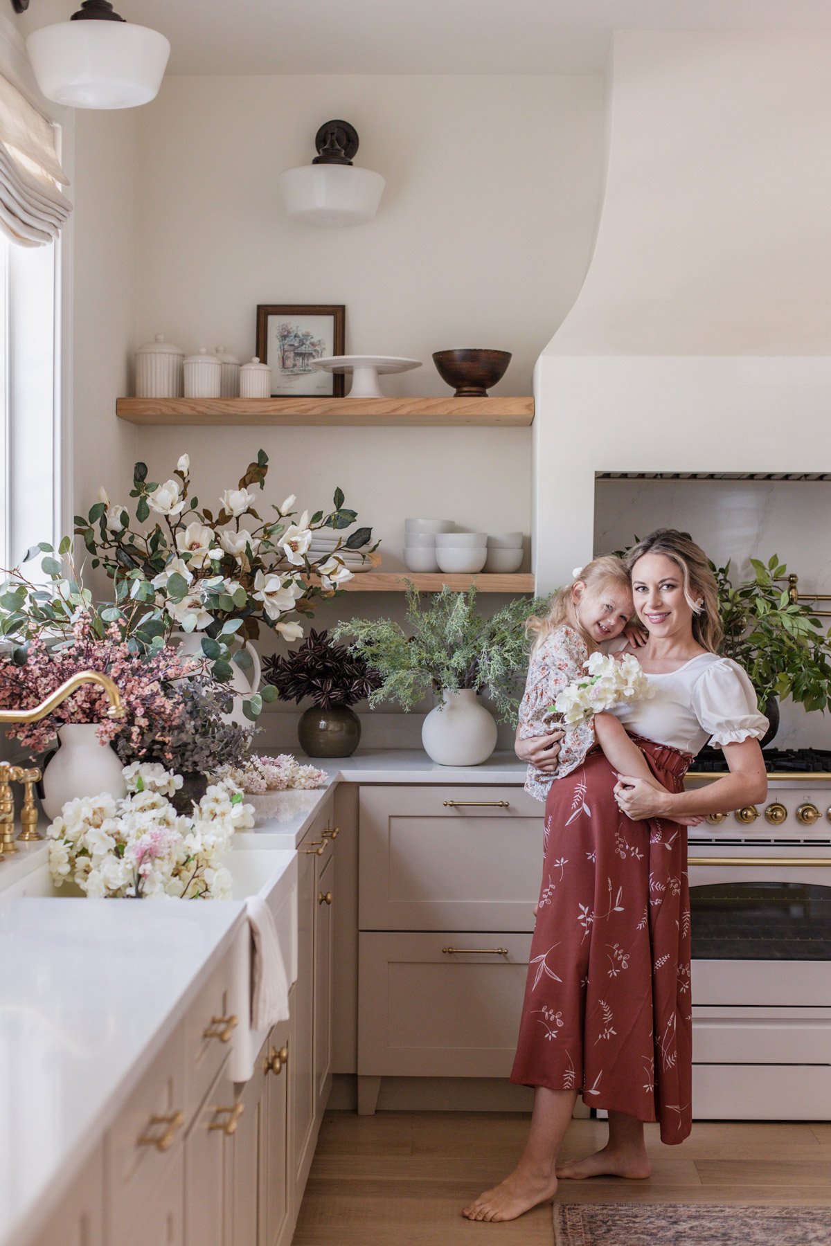 faux spring stems in kitchen