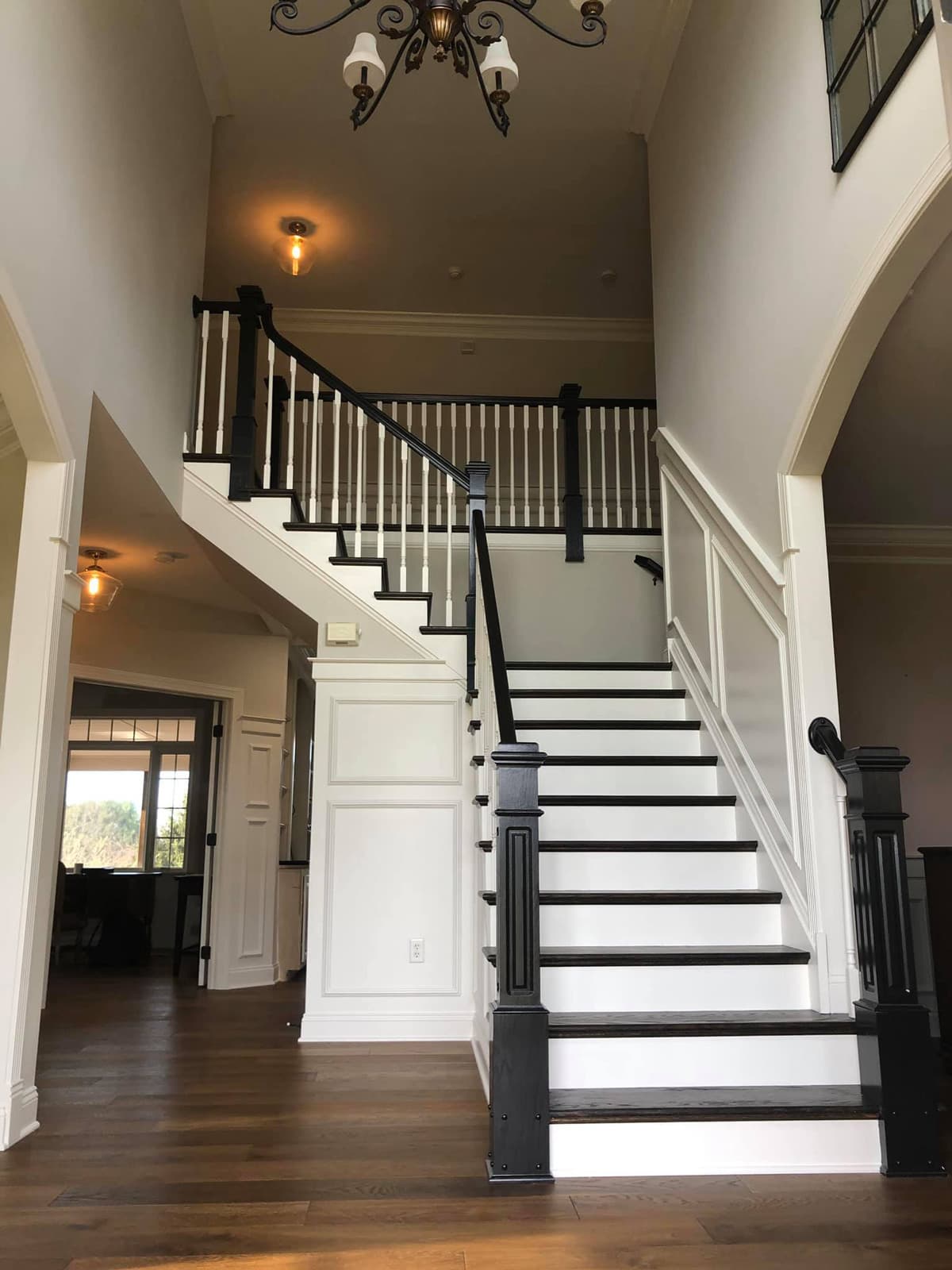 sherwin williams modern gray foyer staircase