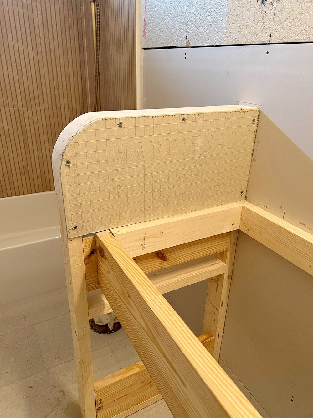 diy custom built in vanity framing