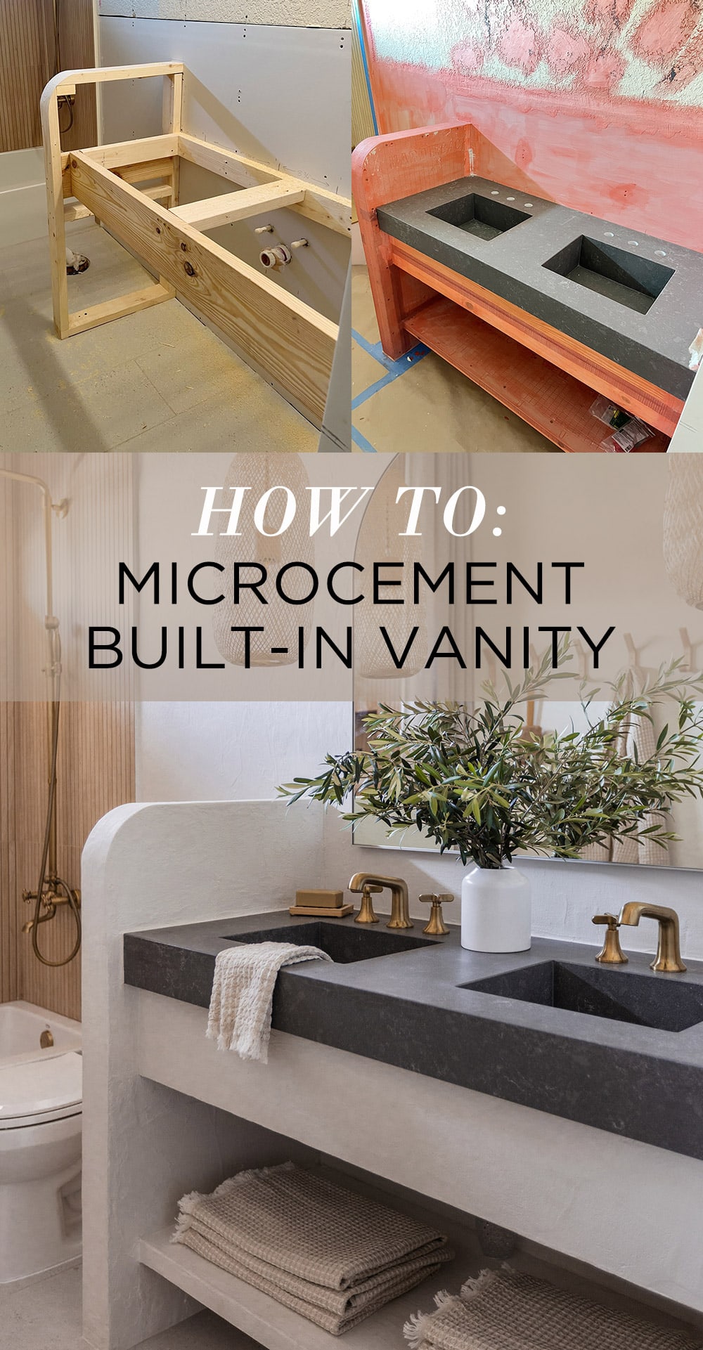 diy custom built in microcement vanity tutorial