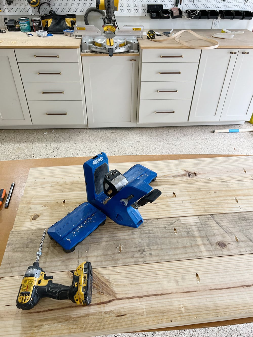 diy coffee table top pine kreg jig