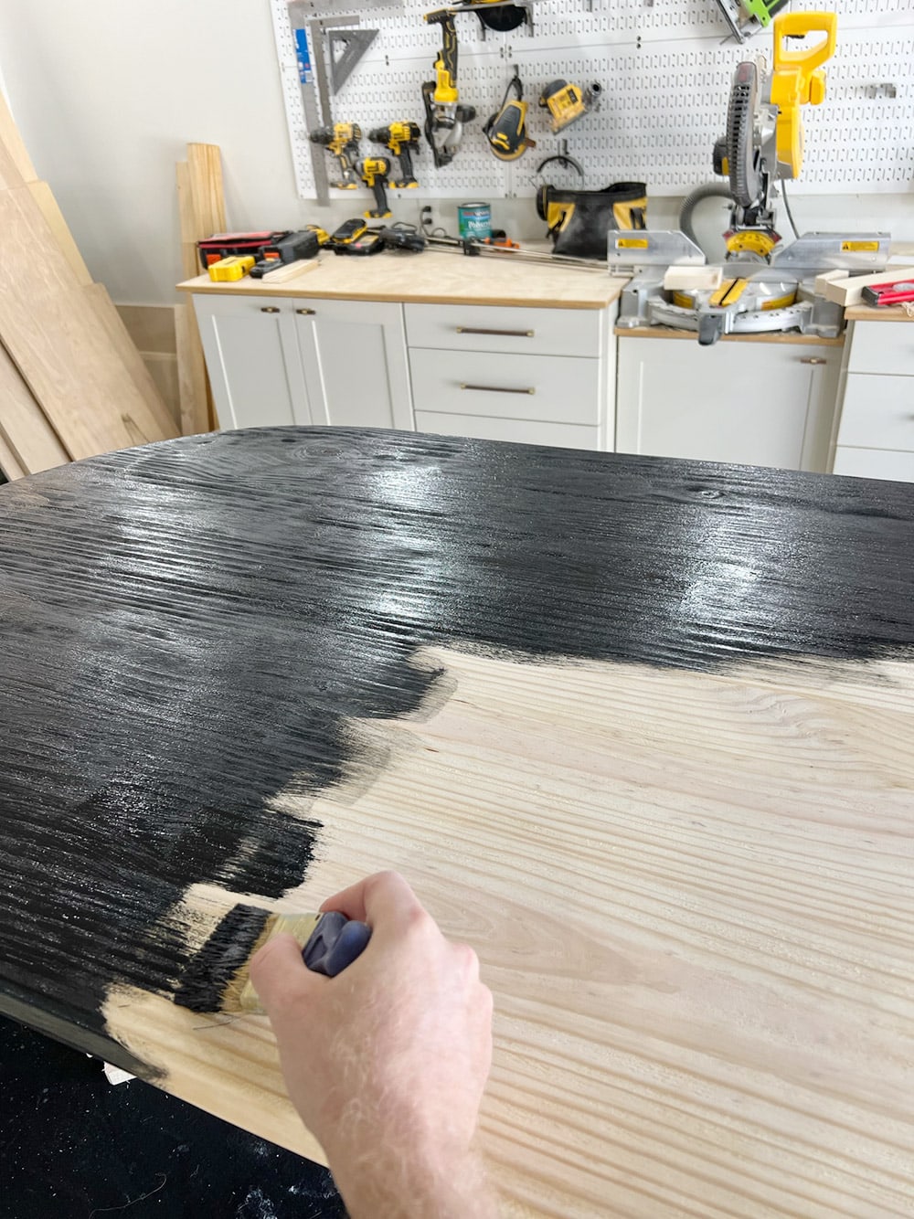 diy anthropologie henderson coffee table dupe staining black