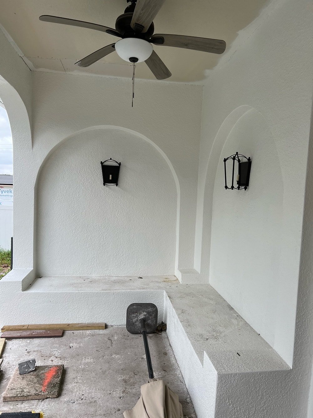 sw alabaster stucco porch with diy arches