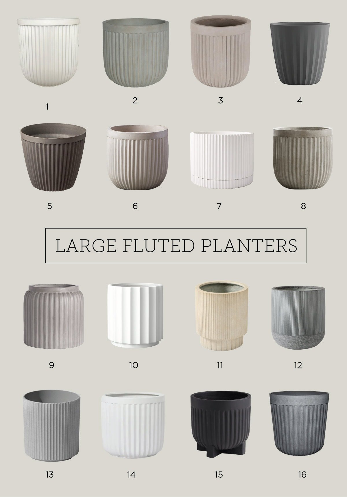 large fluted planter and pot roundup