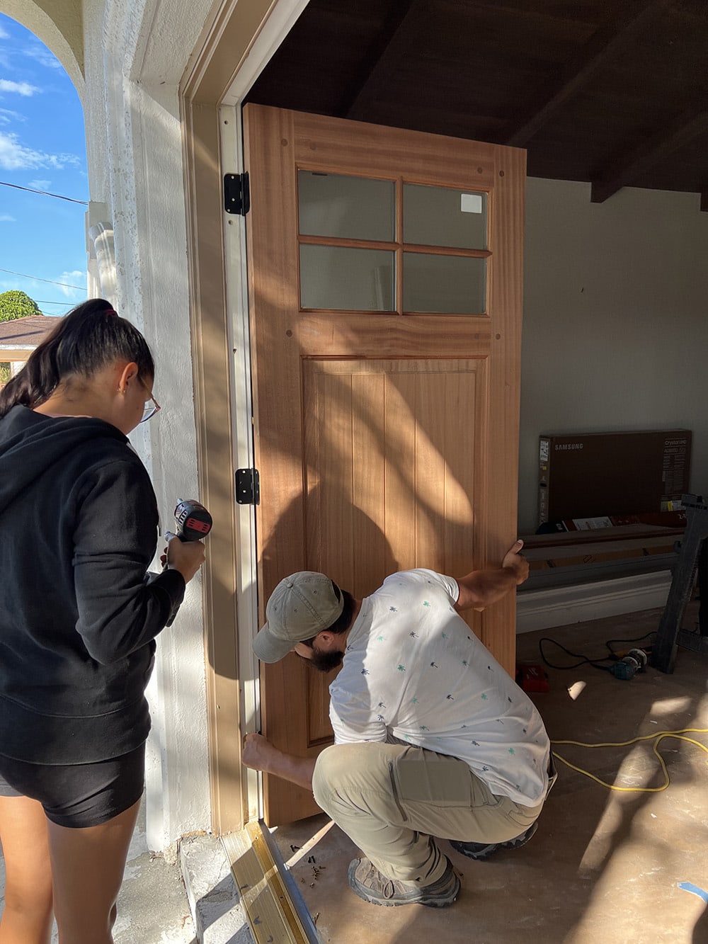 simpson nantucket series sapele mahogany door installation