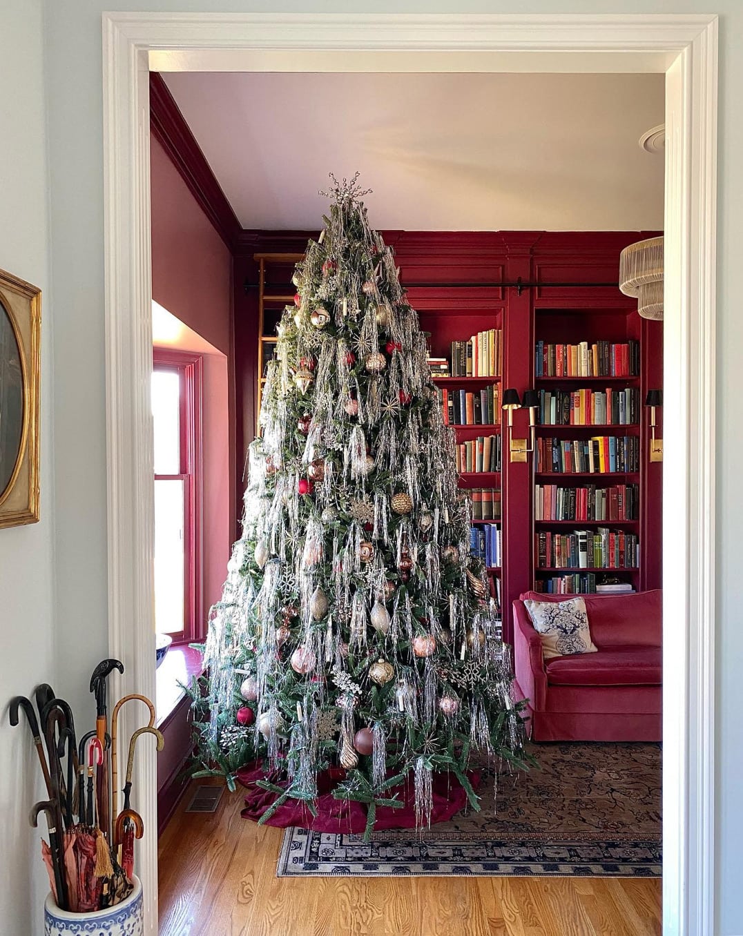 Christmas Tree with Black and Brass Ornaments - The Lilypad Cottage