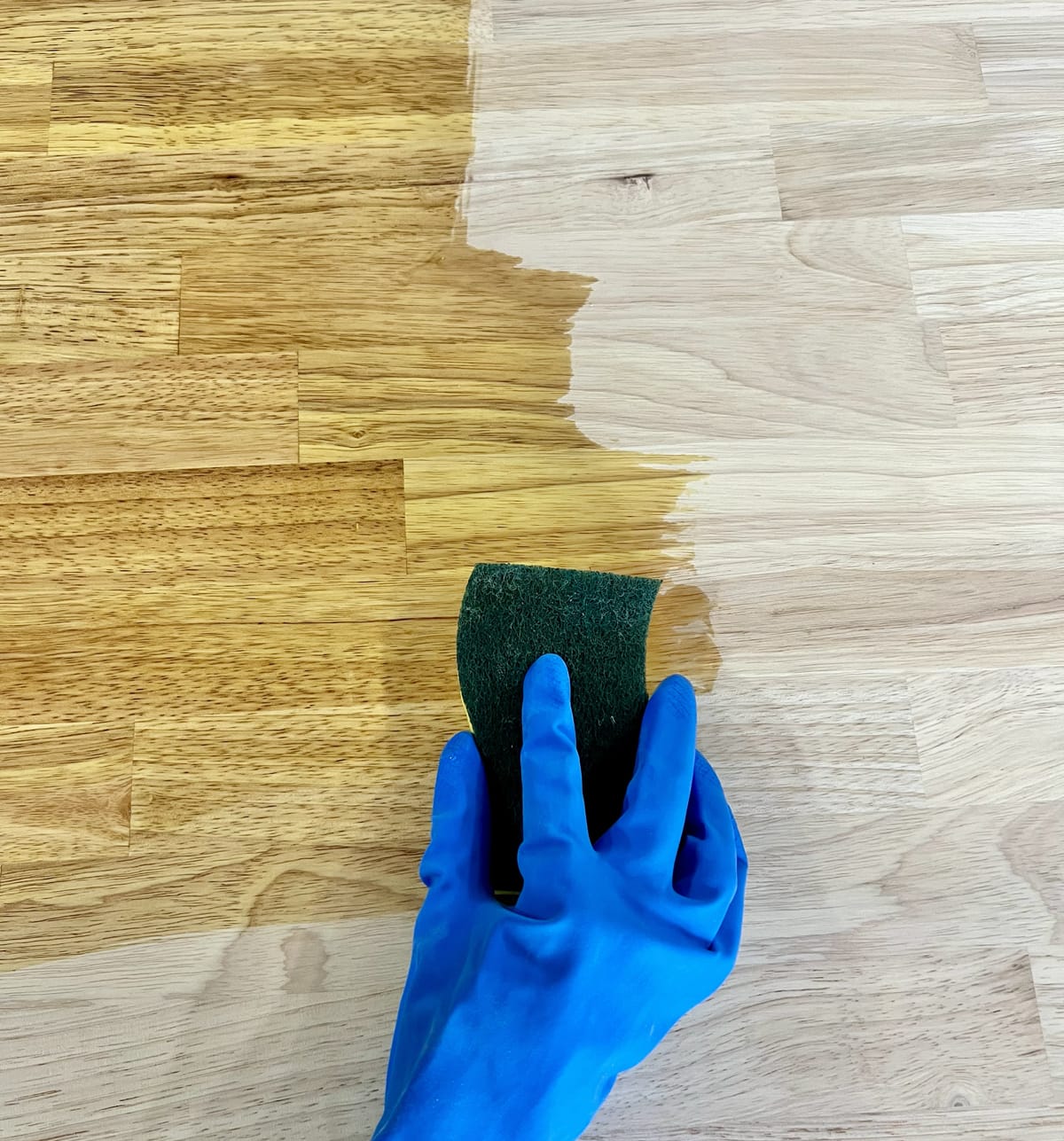 applying solution A two part wood bleach