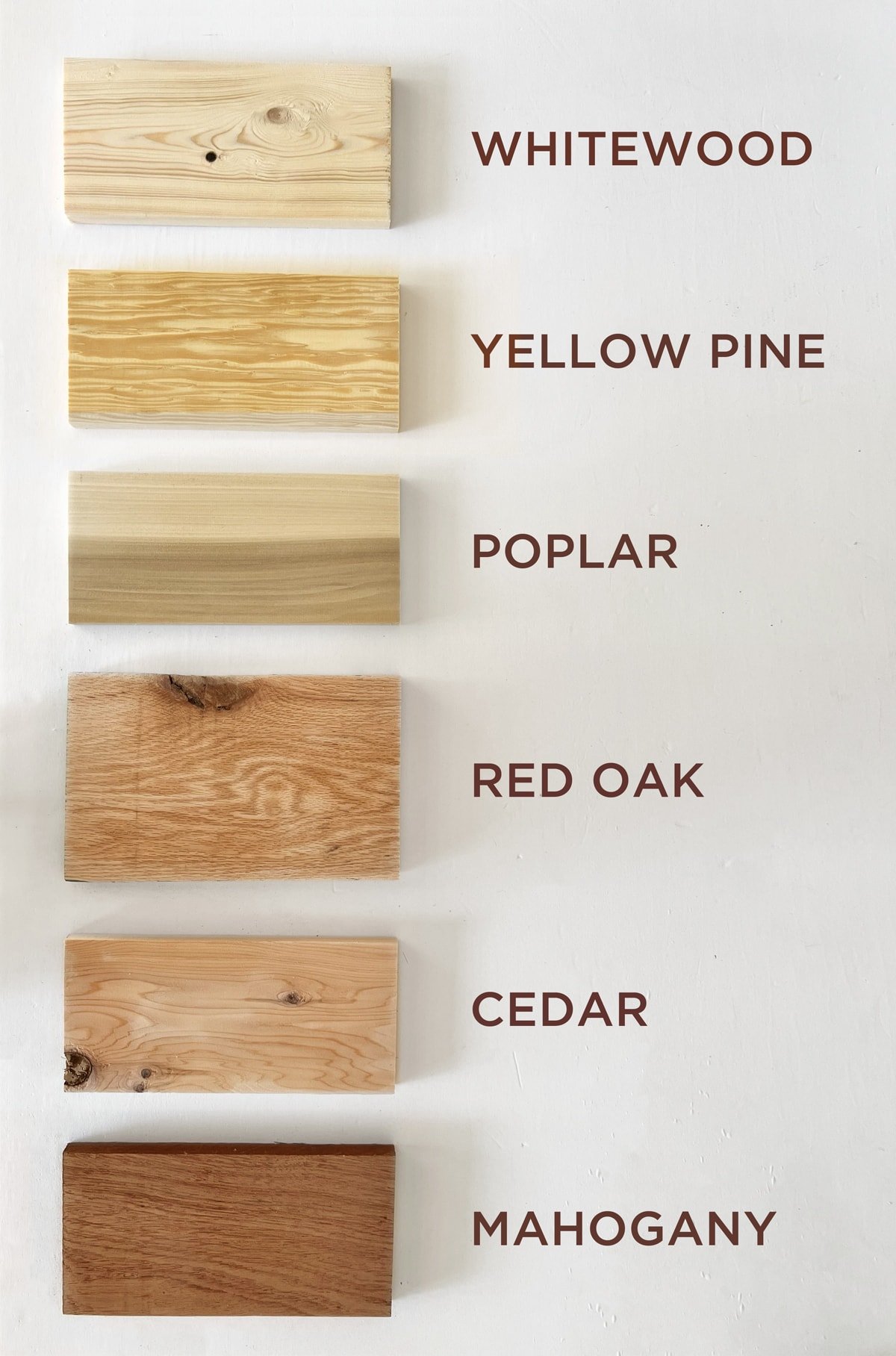 six common types of wood for wood bleach test