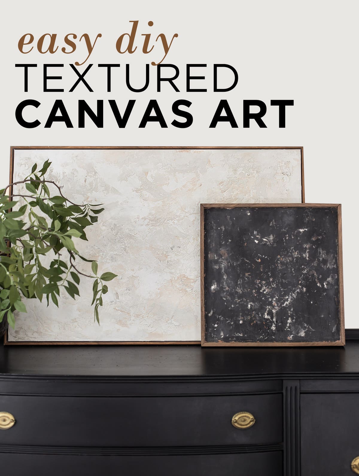 easy diy textured canvas art tutorial with plaster and joint compound