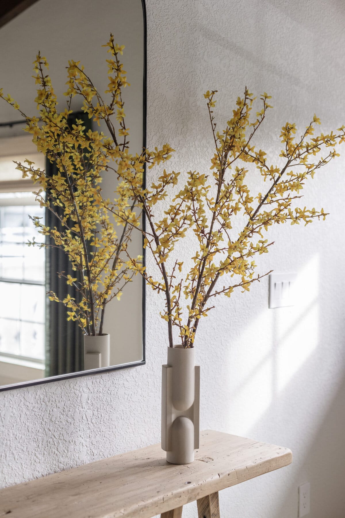 faux yellow forsythia branch