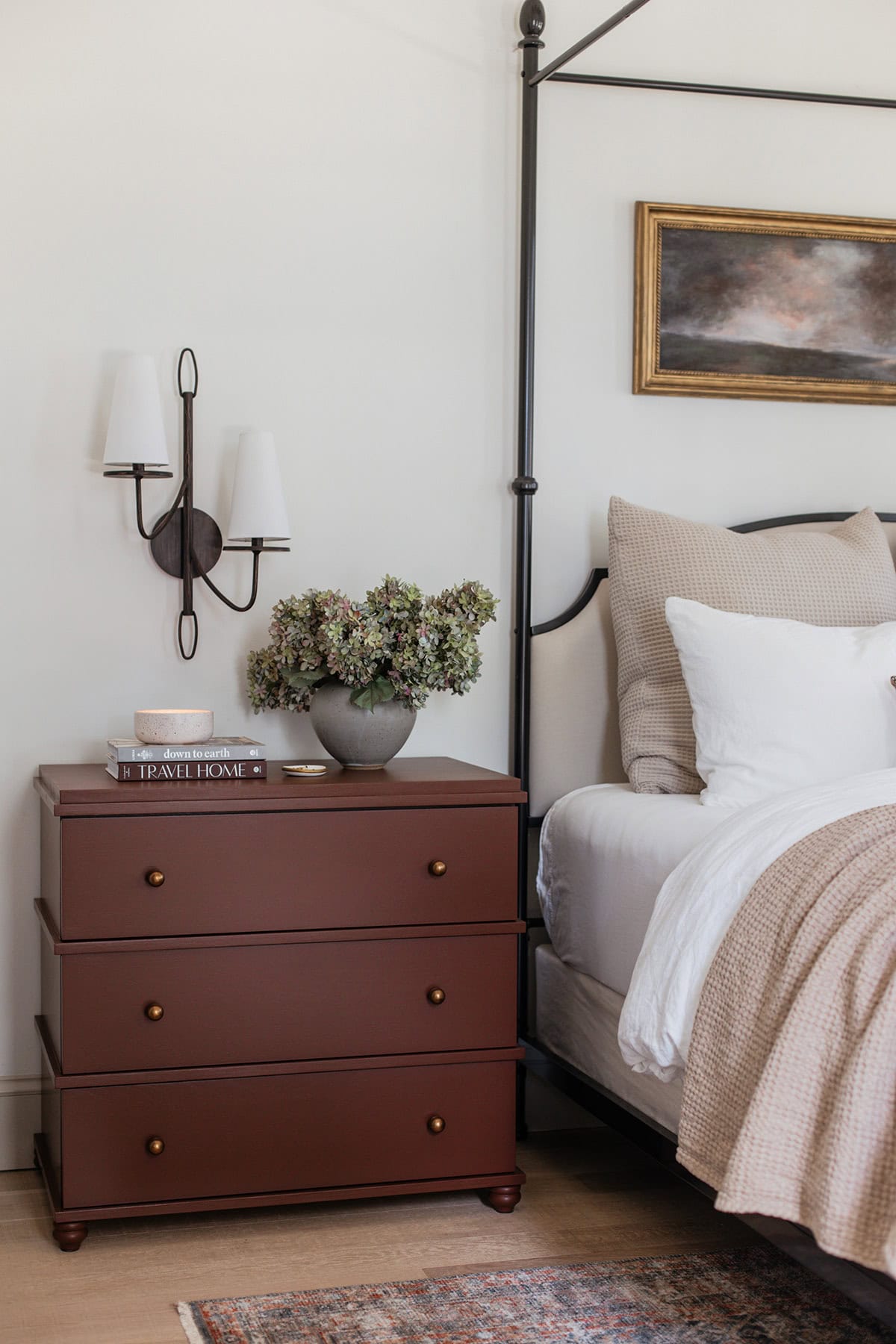 diy ikea malm chest nightstand makeover with dark brown burgundy paint