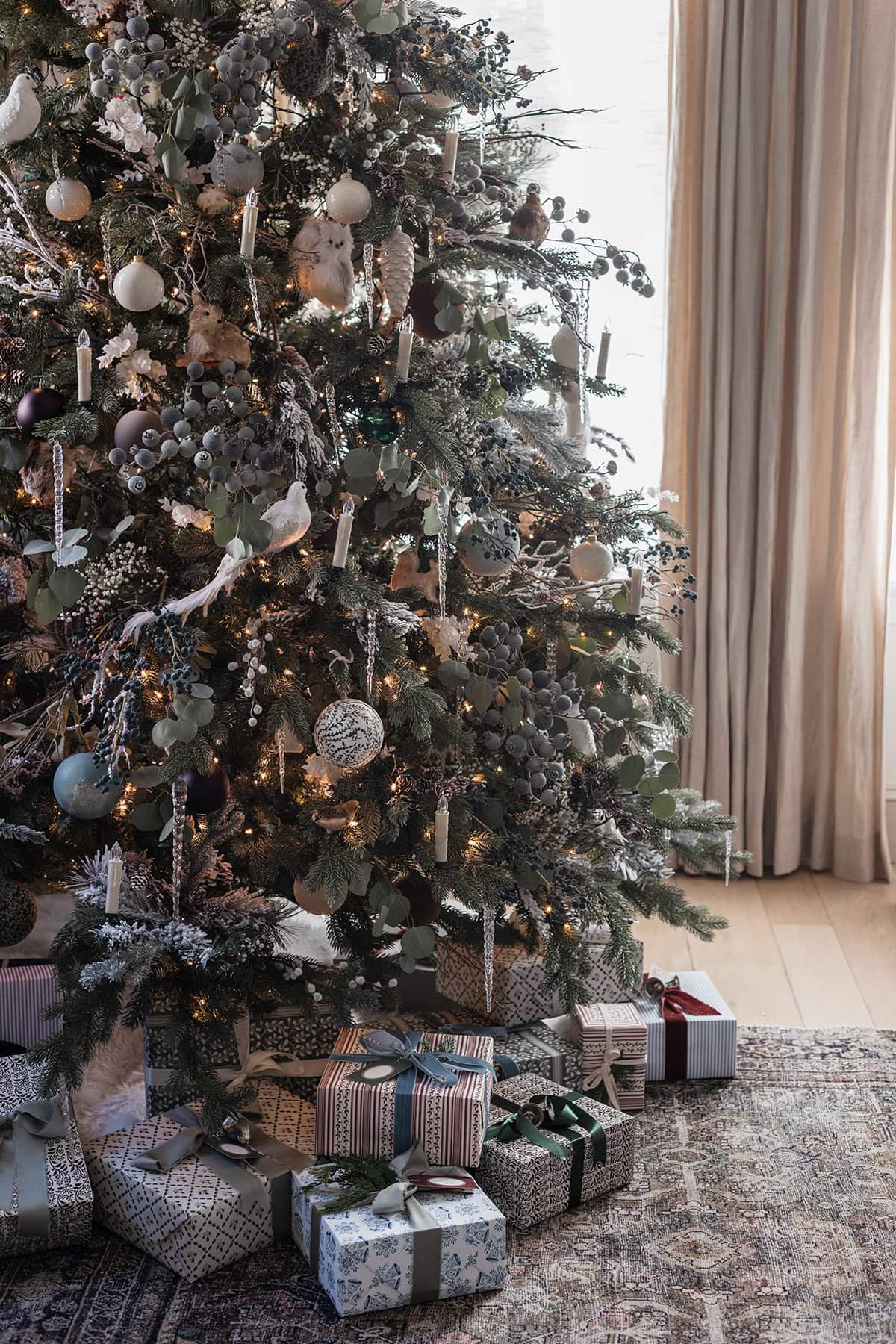 snowy forest theme christmas tree