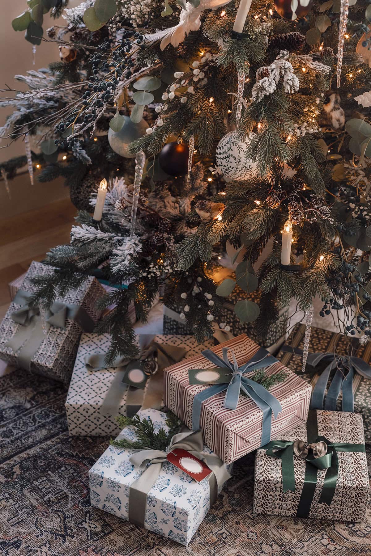 snowy forest theme christmas tree