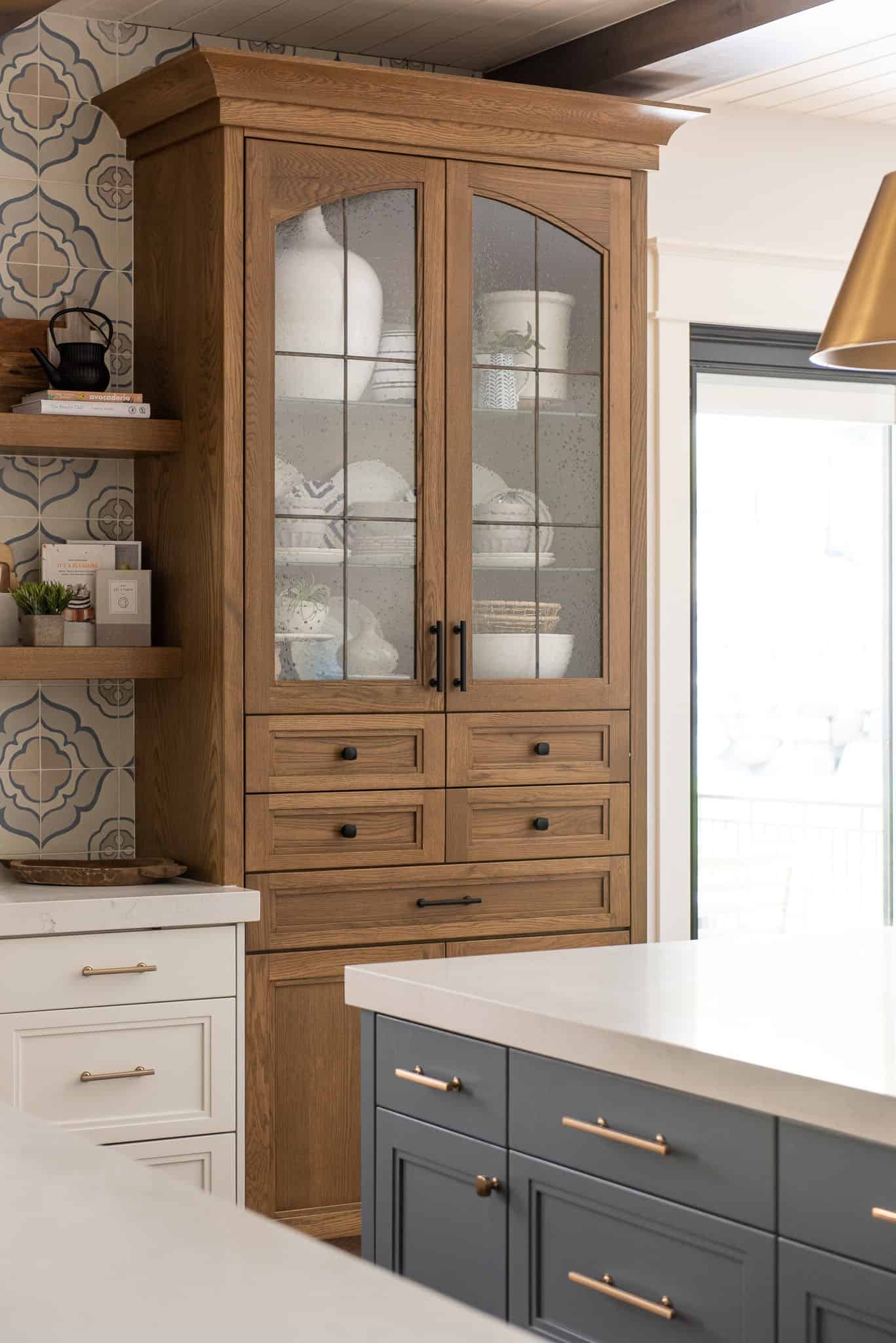 built in wood hutch kitchen cabinet