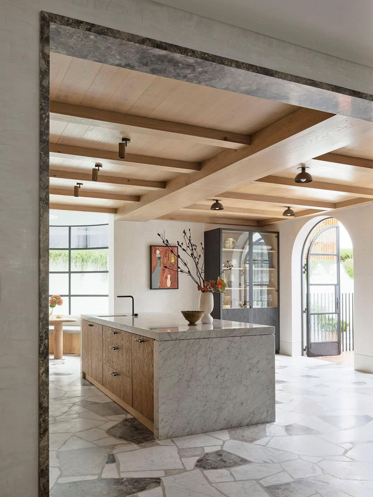 kitchen with flush mount lighting