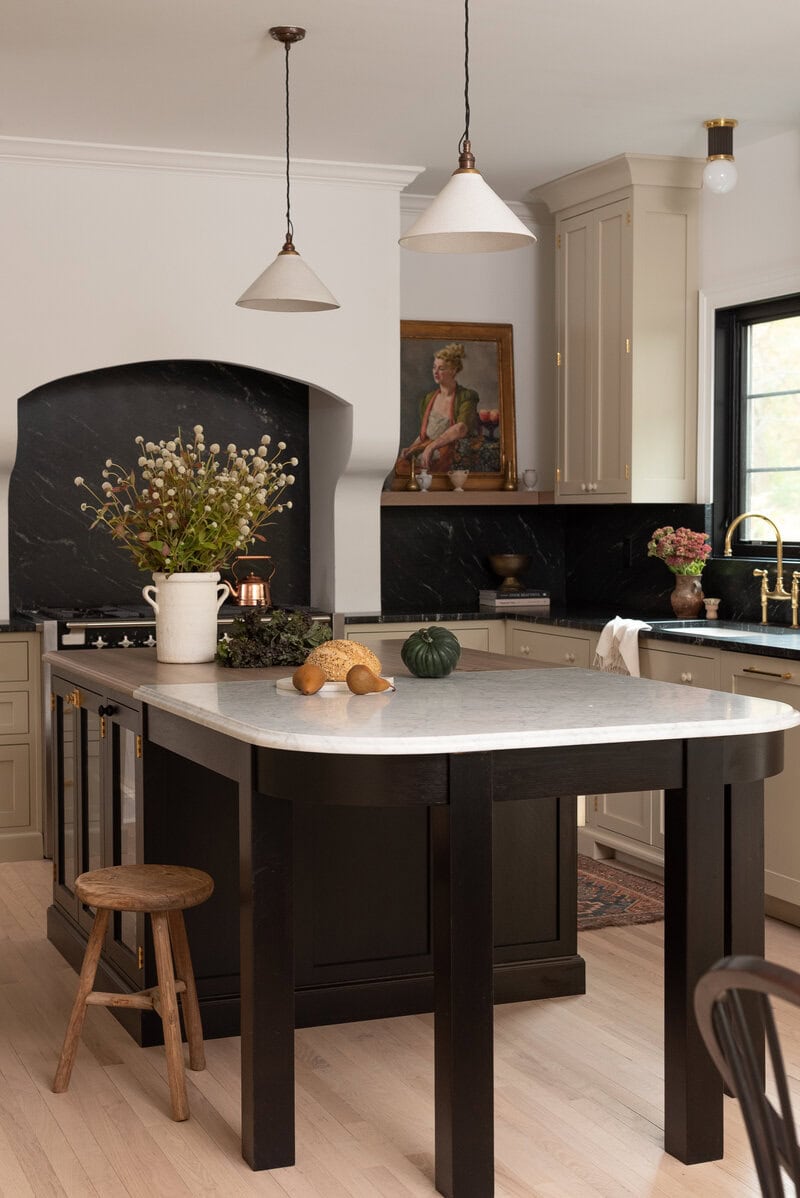 kitchen with rounded island