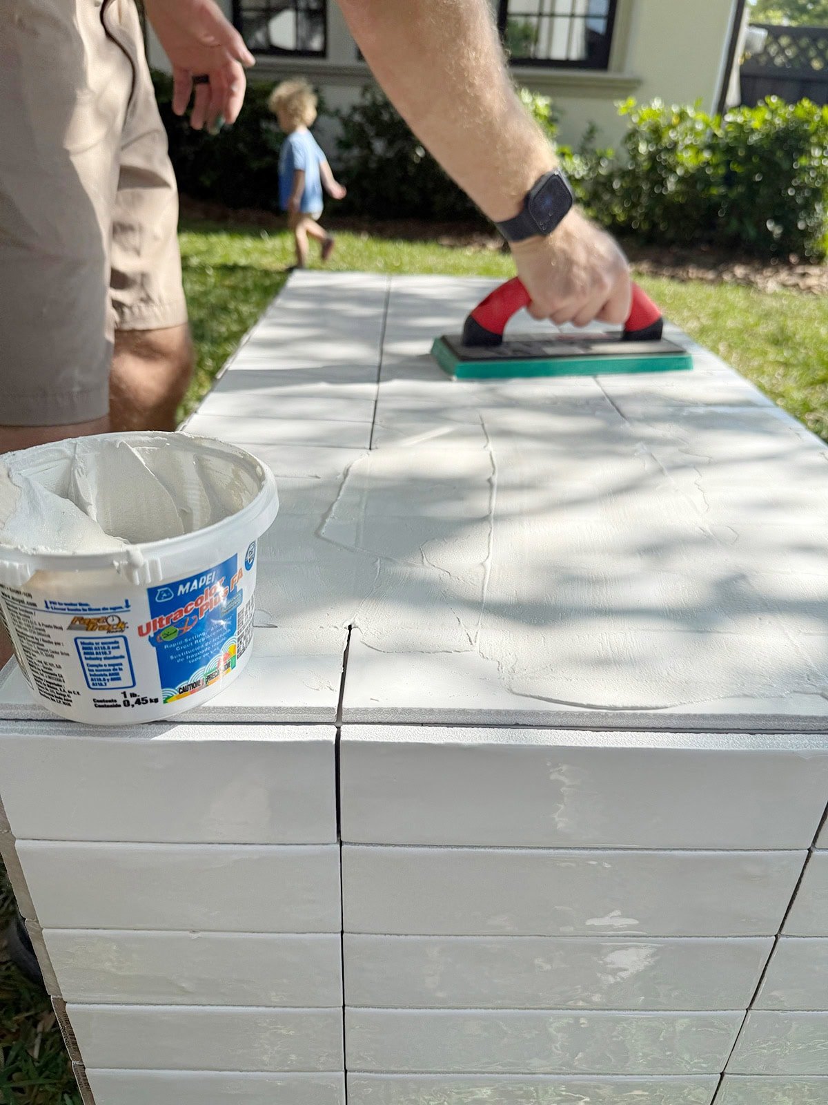 grouting a diy tiled table