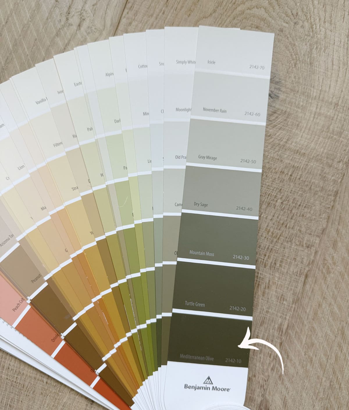 benjamin moore mediterranean olive fan deck