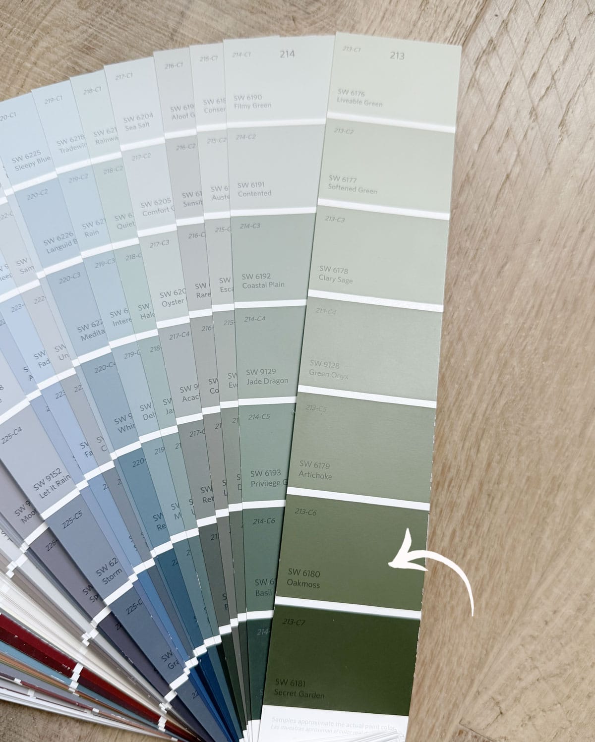 sherwin williams oakmoss fan deck