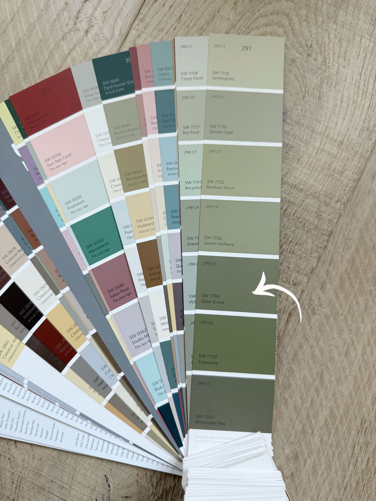 sherwin williams olive grove fan deck