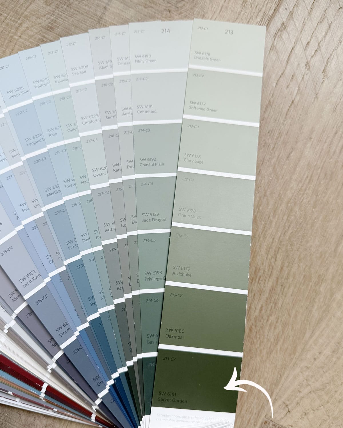 sherwin williams secret garden fan deck