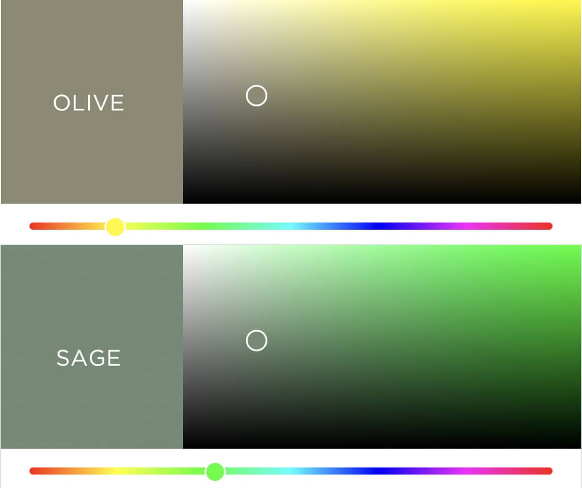 olive vs sage green color slider