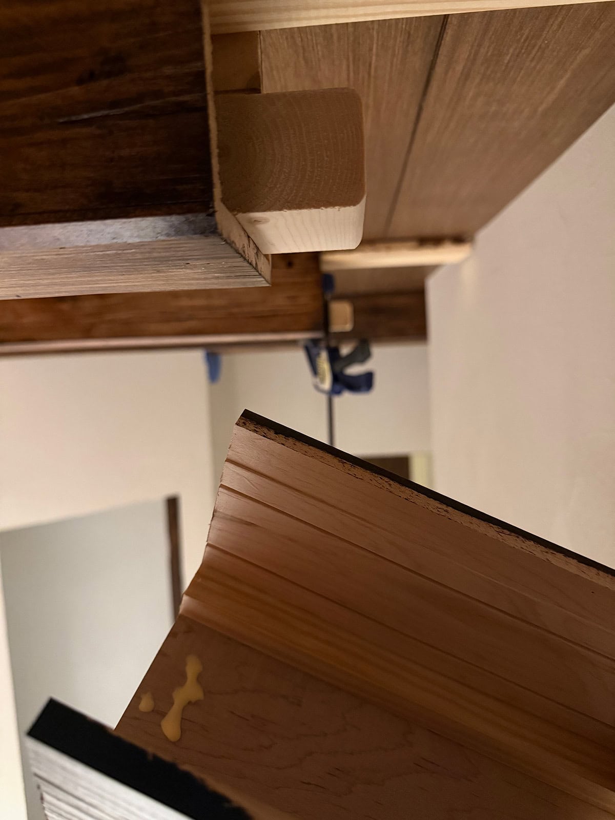 diy wood plank and beam ceiling tutorial