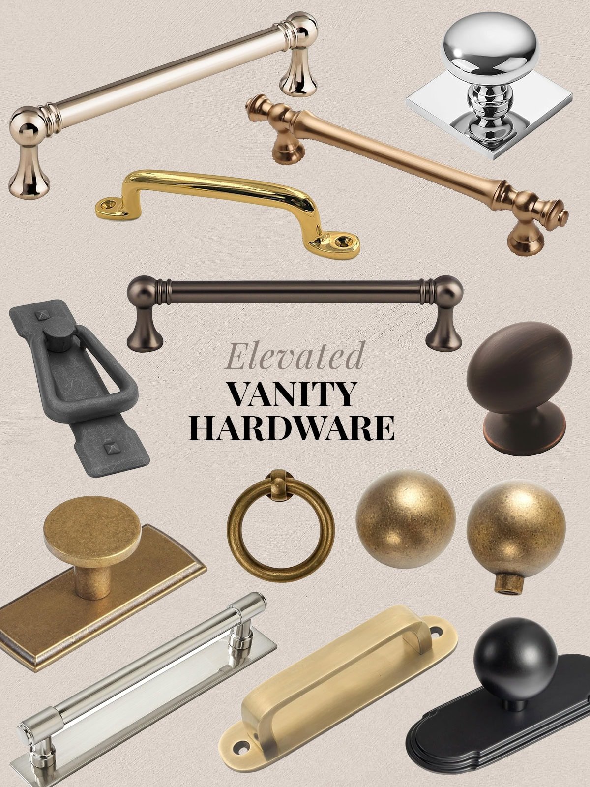 Upgraded vanity knobs and pulls in brass, nickel, bronze and more