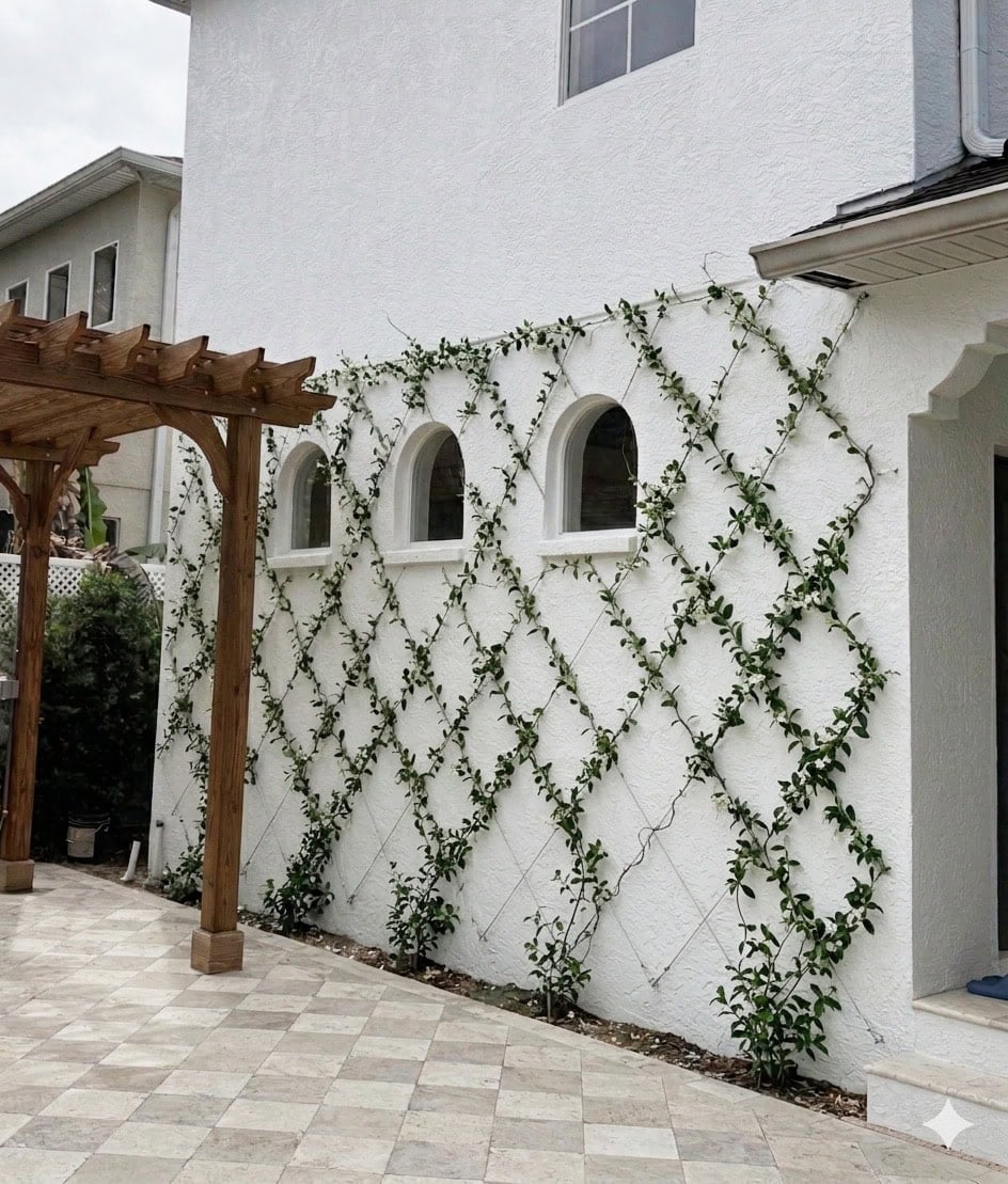 climbing jasmine trellis wall