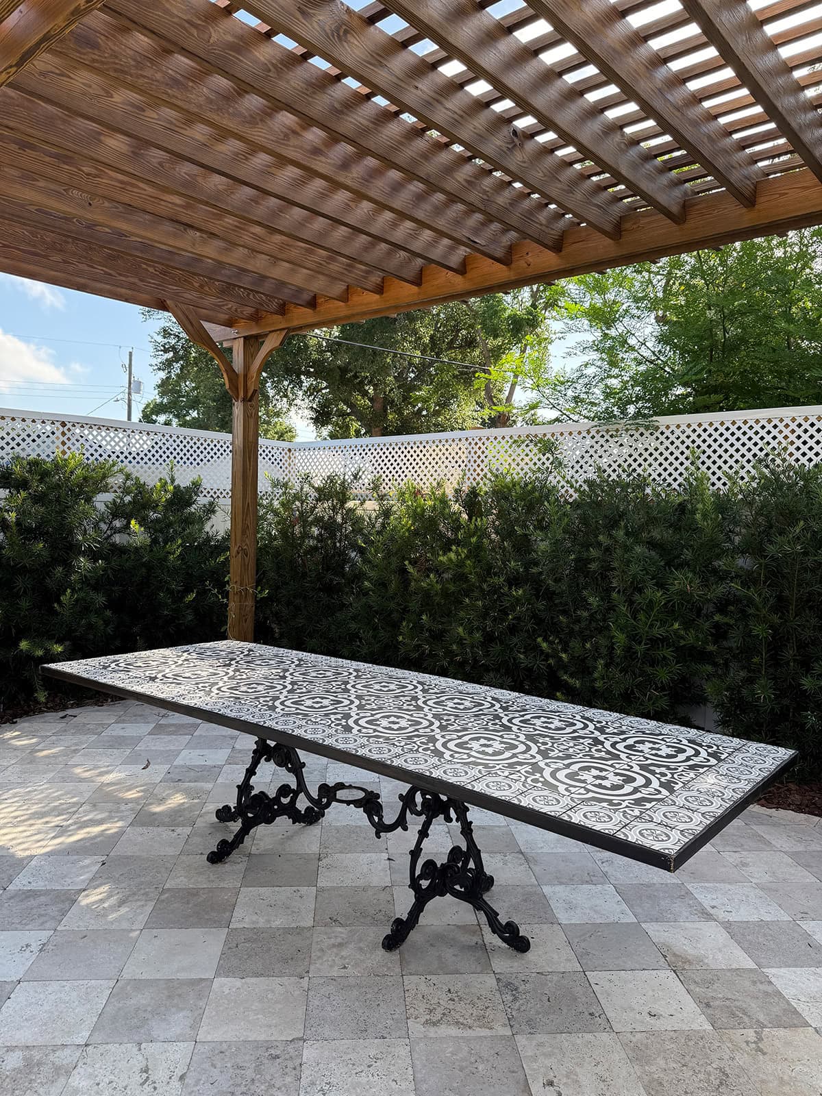 patterned tiled table
