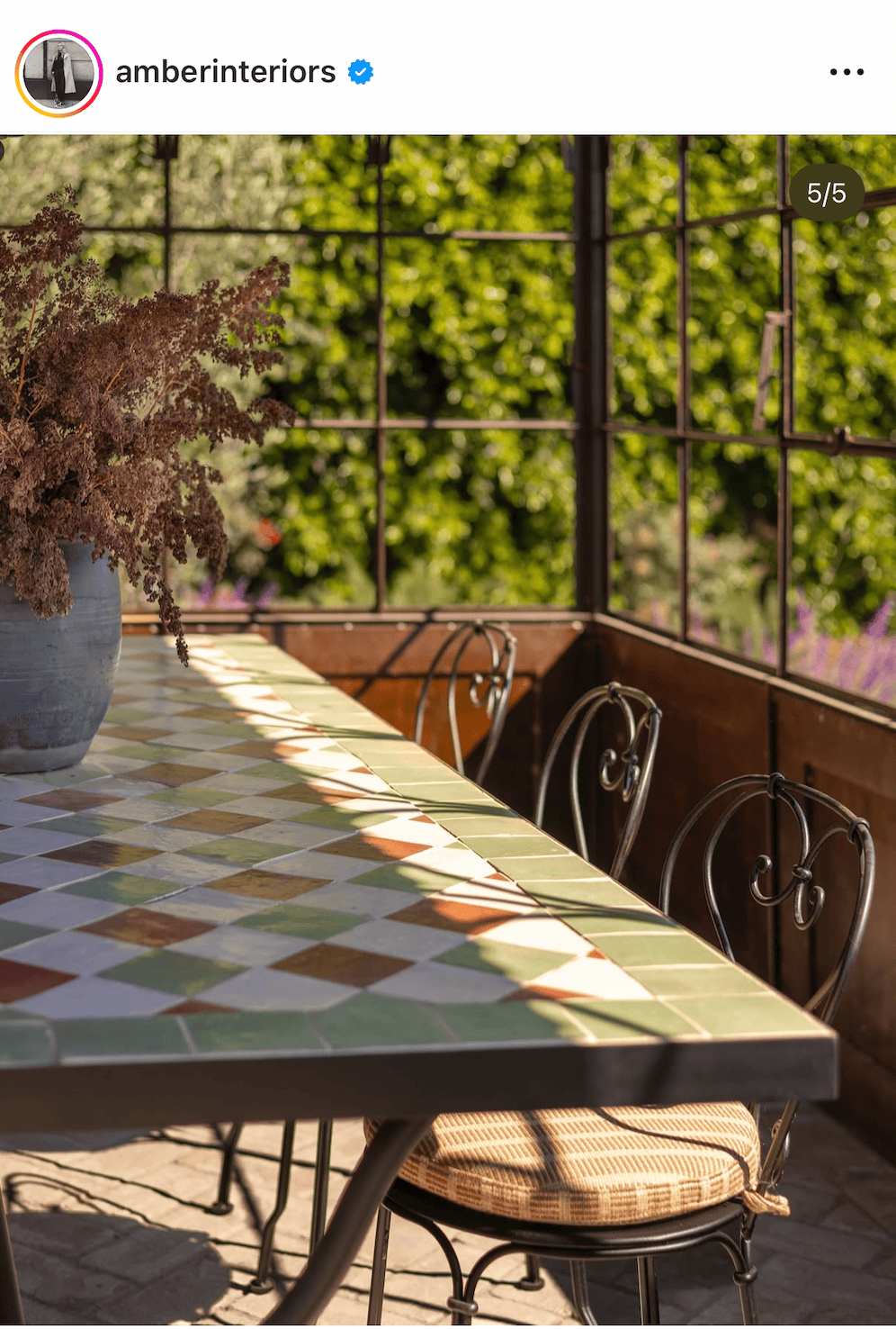 tiled outdoor dining table
