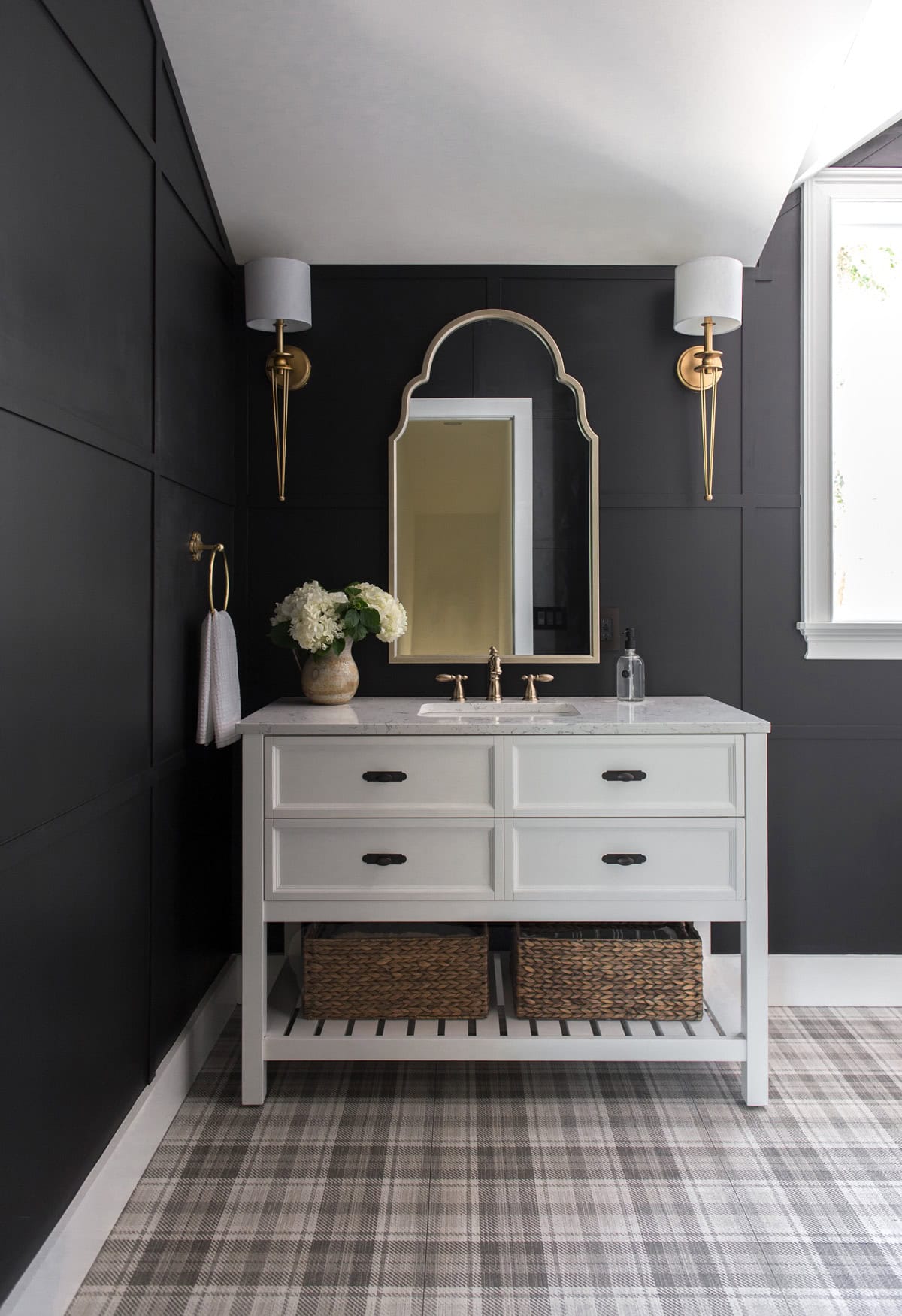 black bathroom walls