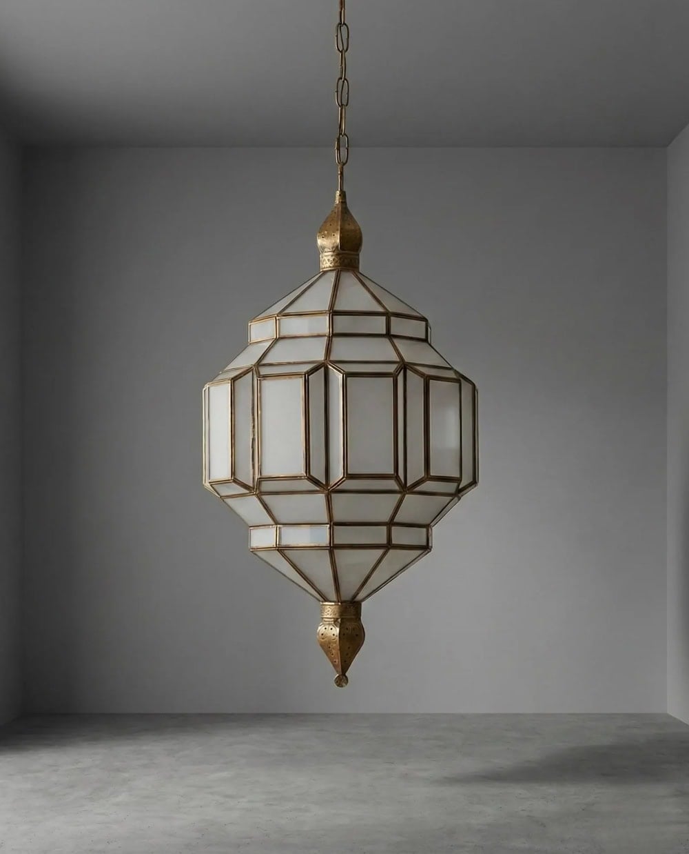 handmade moroccan milk glass brass pendant light etsy